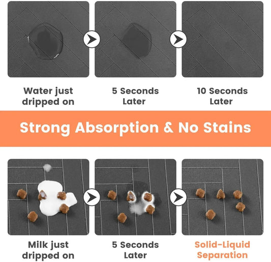 Absorbent Waterproof Pet Feeding Mat & Quick-Dry Food Bowl Placemat