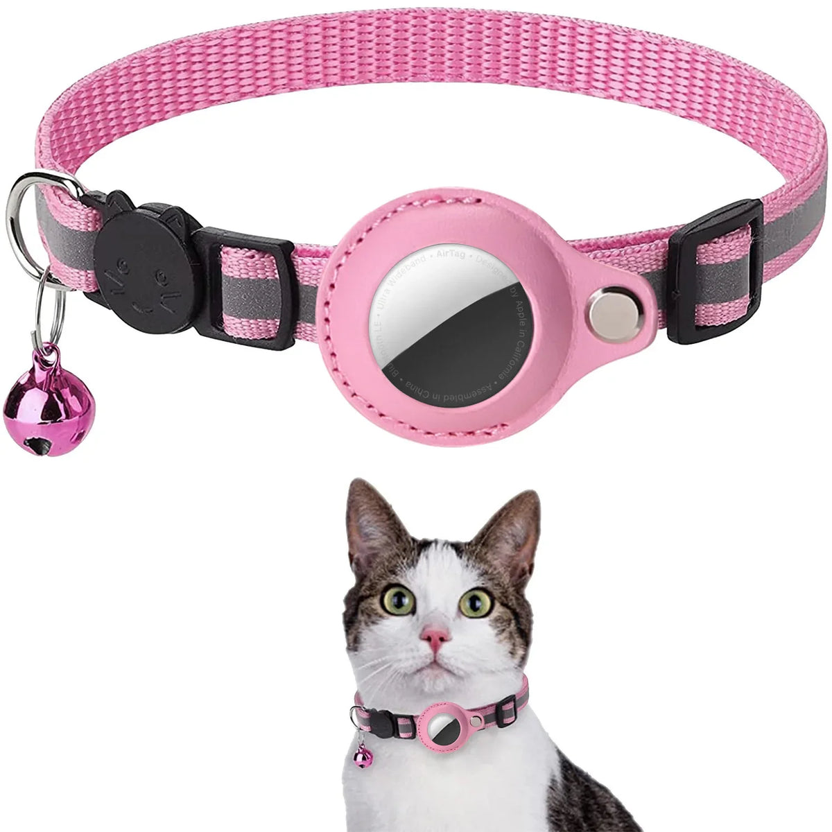 Reflective Breakaway Cat Collar with Apple AirTag Holder & Bell