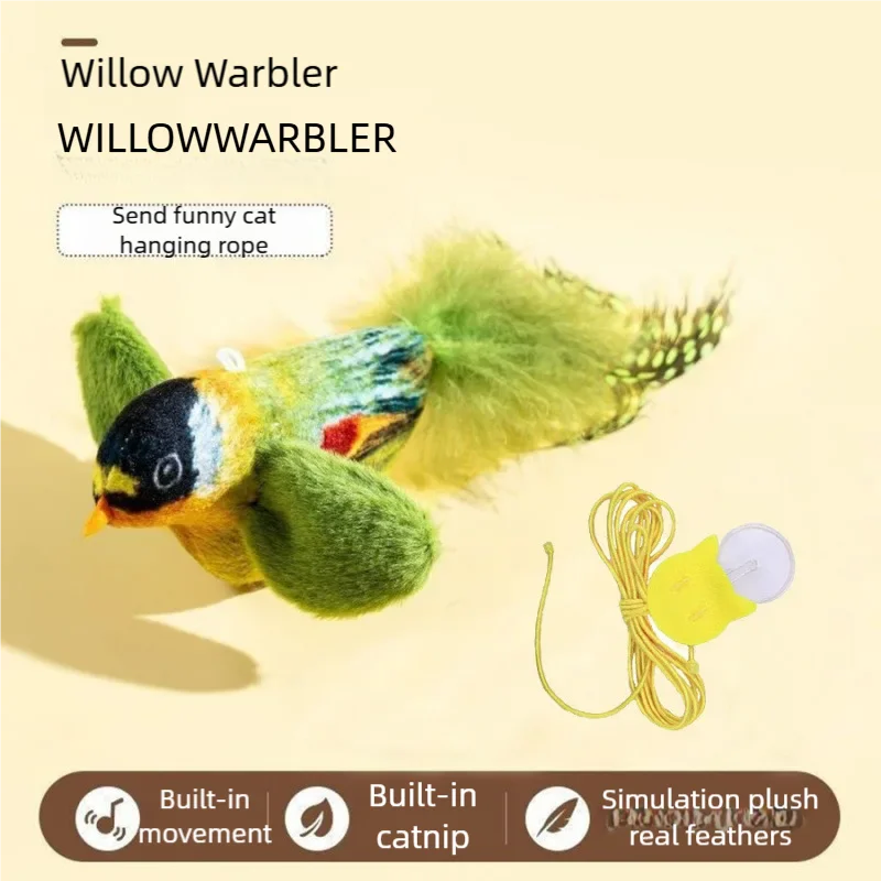 Interactive Sounding Bird Toy with Realistic Feathers for Indoor Cats