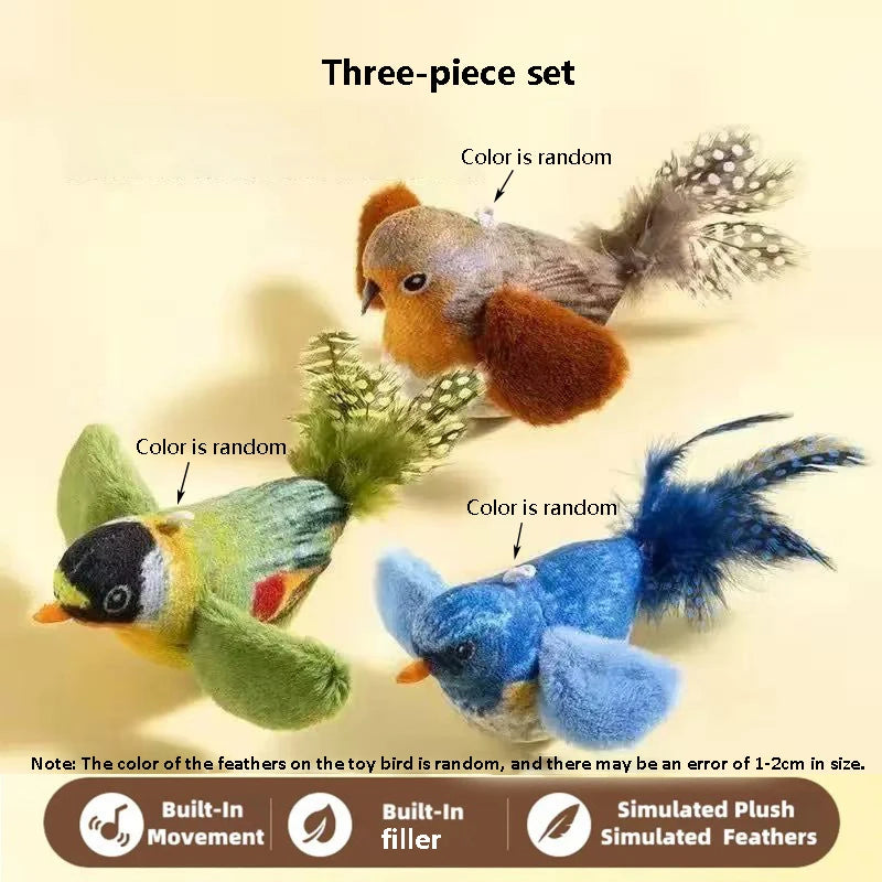 Interactive Sound-Emulating Bird Hanging Cat Toy for Boredom Relief