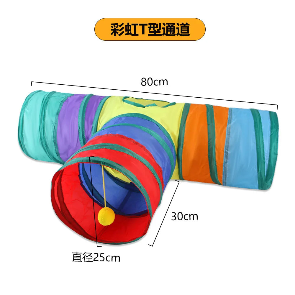 Foldable Interactive Cat Tunnel Tube Toy with Crinkle Play
