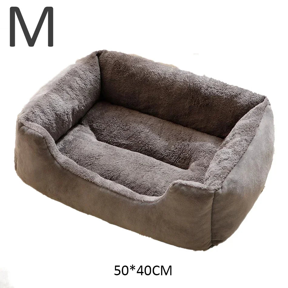 Comfortable Plush Cat & Dog Cushion Bed with Raised Rim