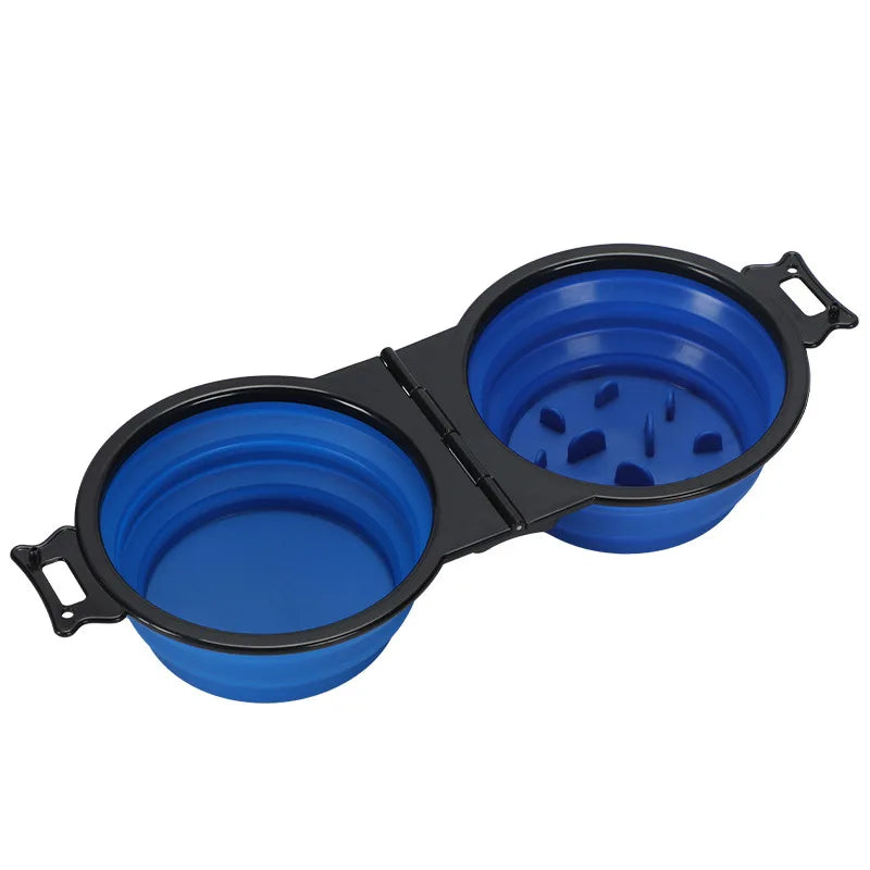 2-in-1 Foldable Dual Pet Travel Food & Water Bowl