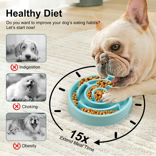 Anti-Gulping Non-Slip Interactive Slow Feeder Dog Bowl