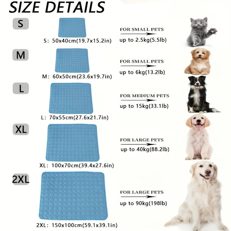 Summer Self-Cooling Pet Mat & Breathable Ice Pad Blanket for Dogs & Cats