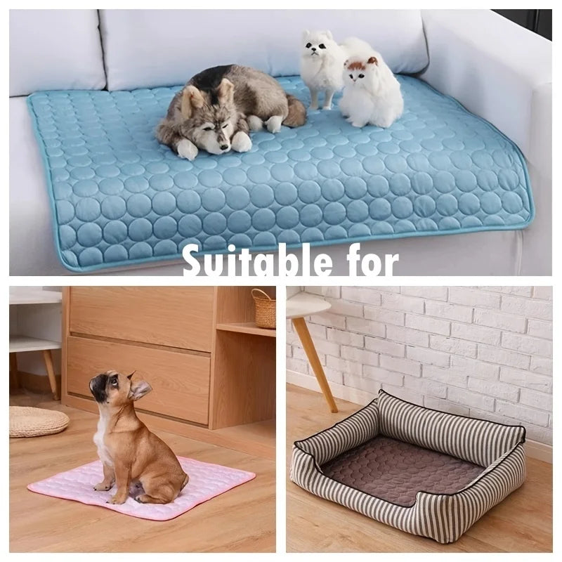 Summer Self-Cooling Pet Mat & Breathable Ice Pad Blanket for Dogs & Cats