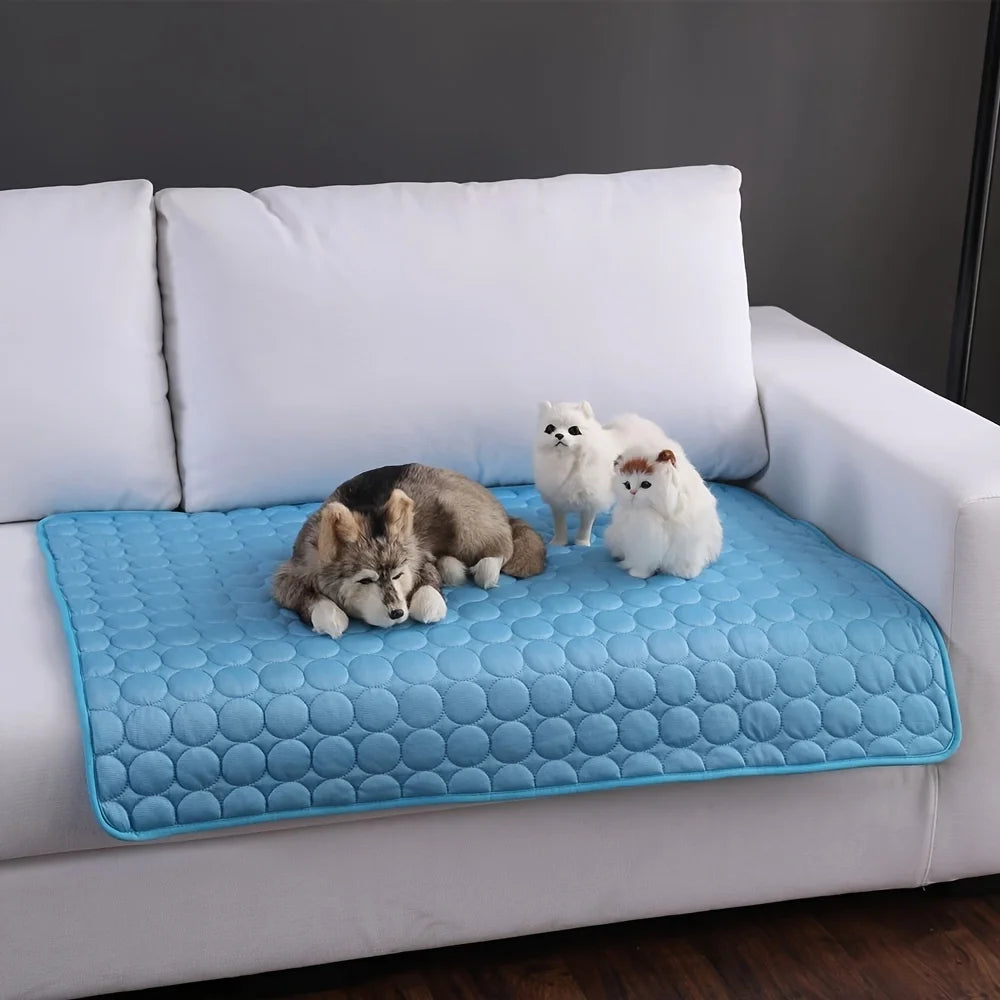 Summer Self-Cooling Pet Mat & Breathable Ice Pad Blanket for Dogs & Cats