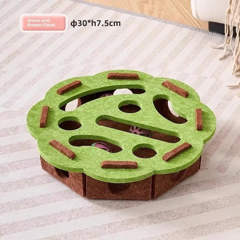 Interactive Felt Puzzle Box Cat Exercise Toy with Ball for Indoor Cats