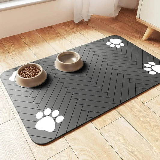 Absorbent Waterproof Pet Feeding Mat & Quick-Dry Food Bowl Placemat