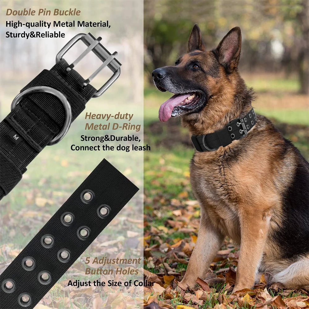 Durable Military Nylon Tactical Dog Collar for Medium & Large Dogs