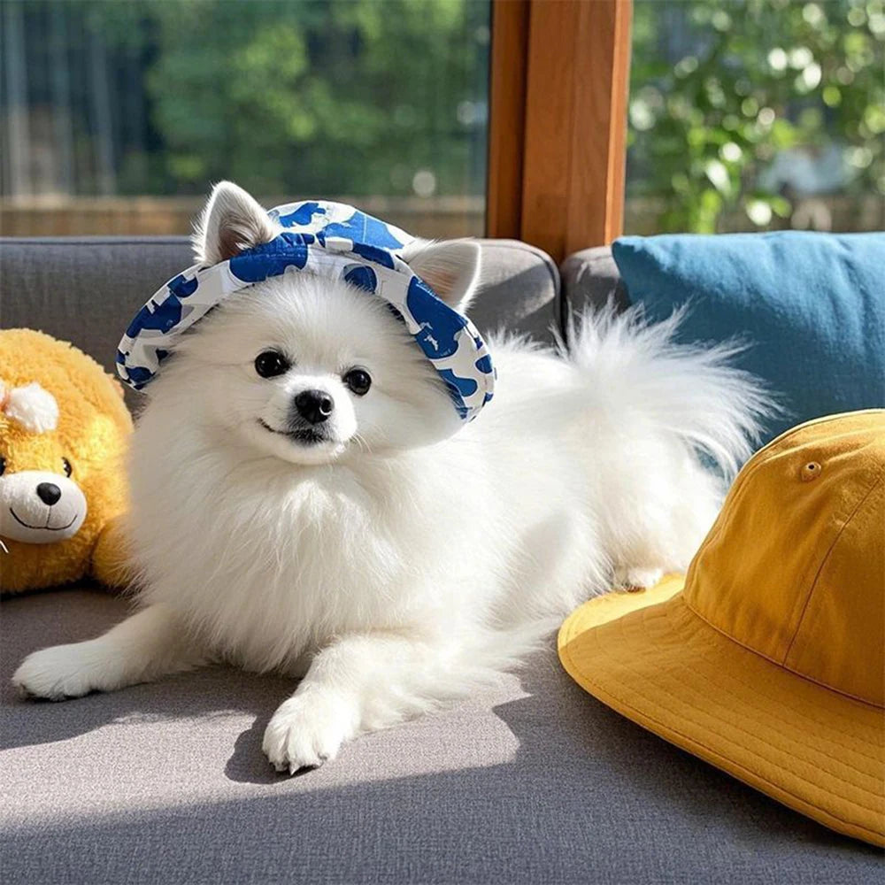 Adjustable Cute Printed Dog Hat & Puppy Sun Cap for Small Dogs