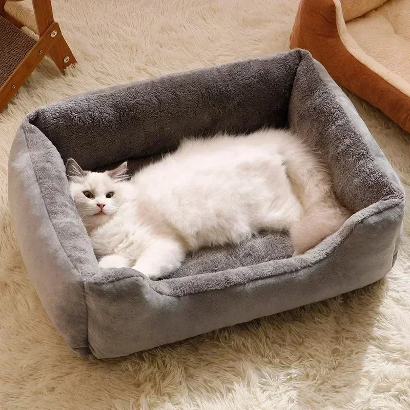 Plush Oval Cat & Small Dog Cuddler Bed