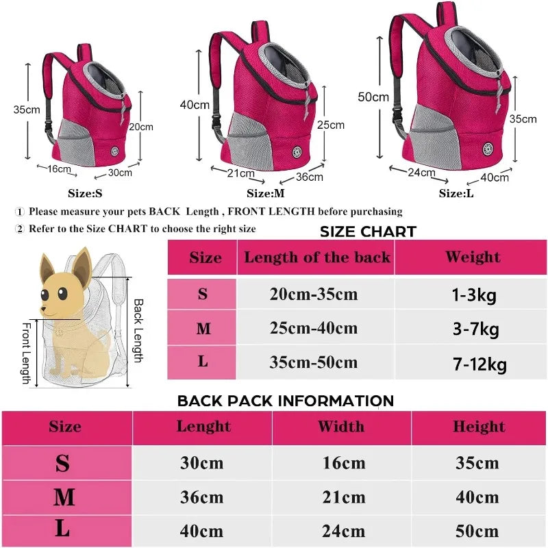 Breathable Front-Pack Adjustable Dog & Cat Travel Backpack Carrier