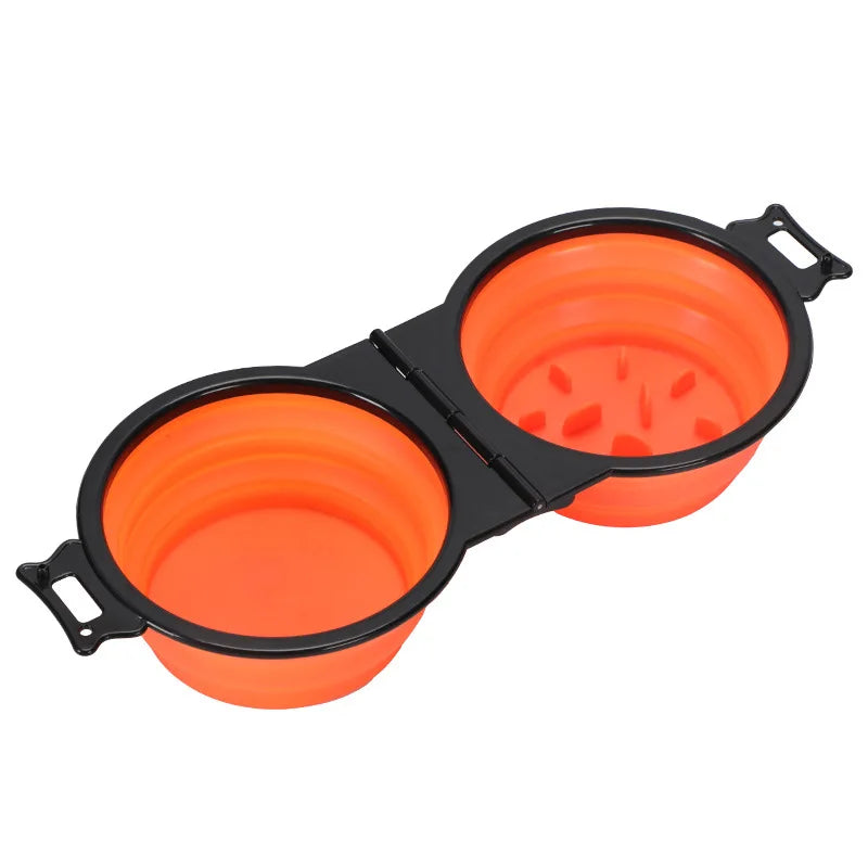 2-in-1 Foldable Dual Pet Travel Food & Water Bowl