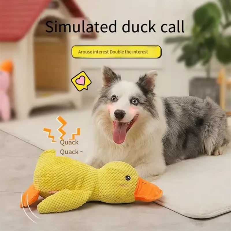 Soft Hugging Yellow Duck Plush Companion & Anxiety-Relieving Dog Toy