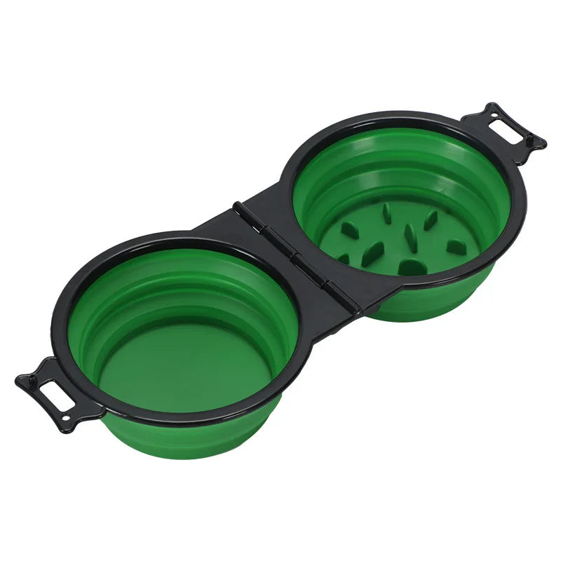 2-in-1 Foldable Dual Pet Travel Food & Water Bowl