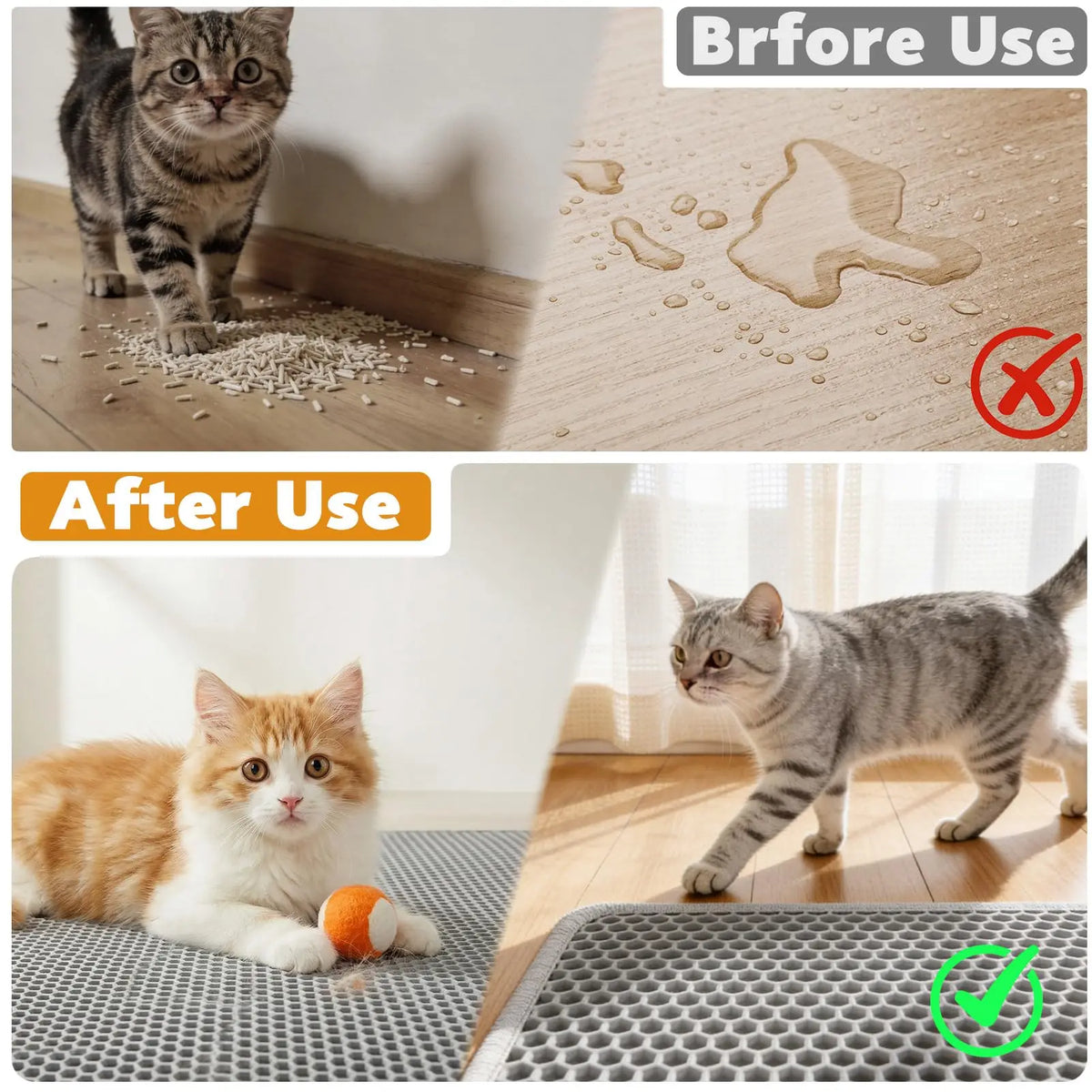 Double-Layer Waterproof Non-Slip Cat Litter Mat & Trapper