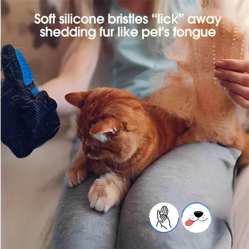 Deshedding Pet Grooming Glove & Gentle Massage Hair Remover for Cats & Dogs
