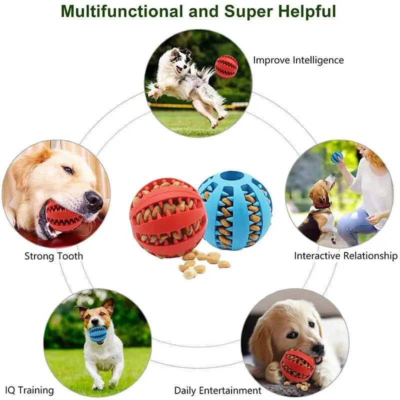 Bite-Resistant Dog Treat Dispenser & Tooth Cleaning Chew Ball
