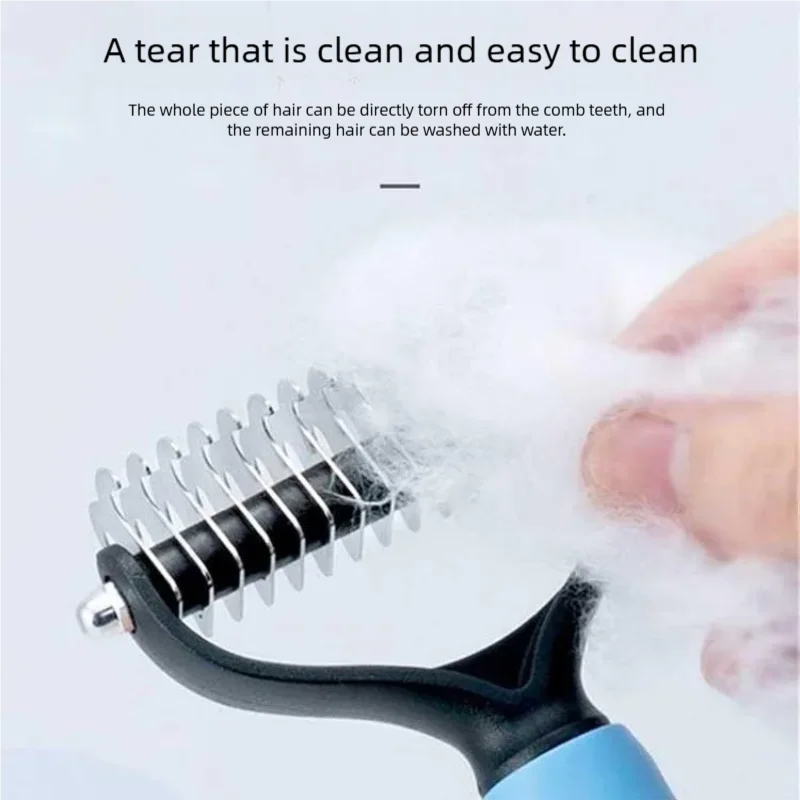 Double Sided Pet Deshedding Brush & Dematting Undercoat Rake