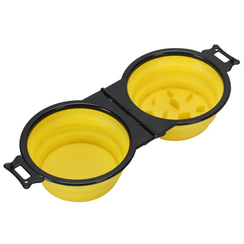 2-in-1 Foldable Dual Pet Travel Food & Water Bowl
