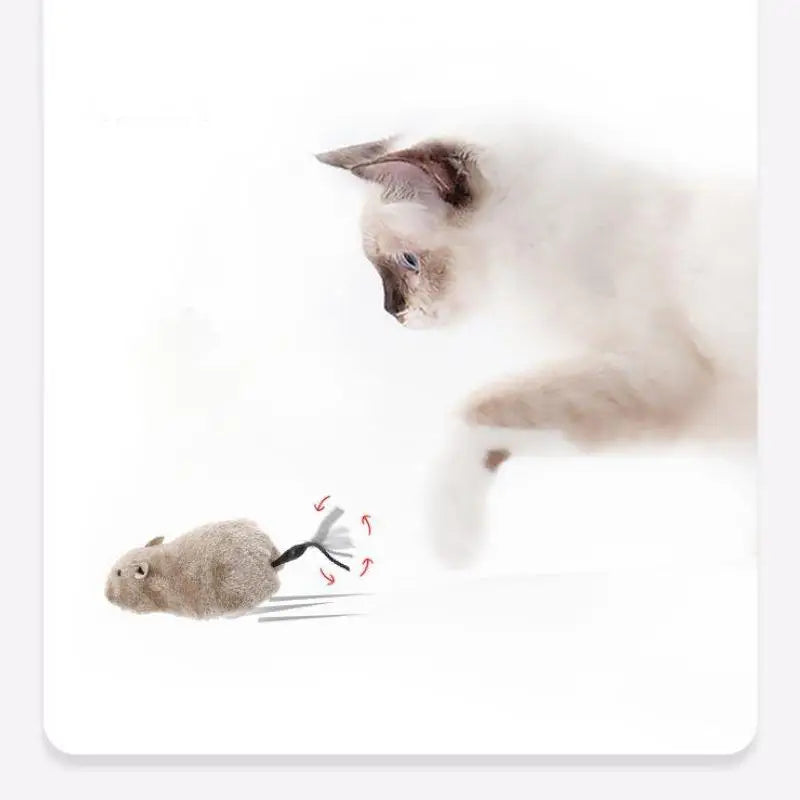 Lifelike Plush Running Mouse Toy & Interactive Rat Companion for Cats