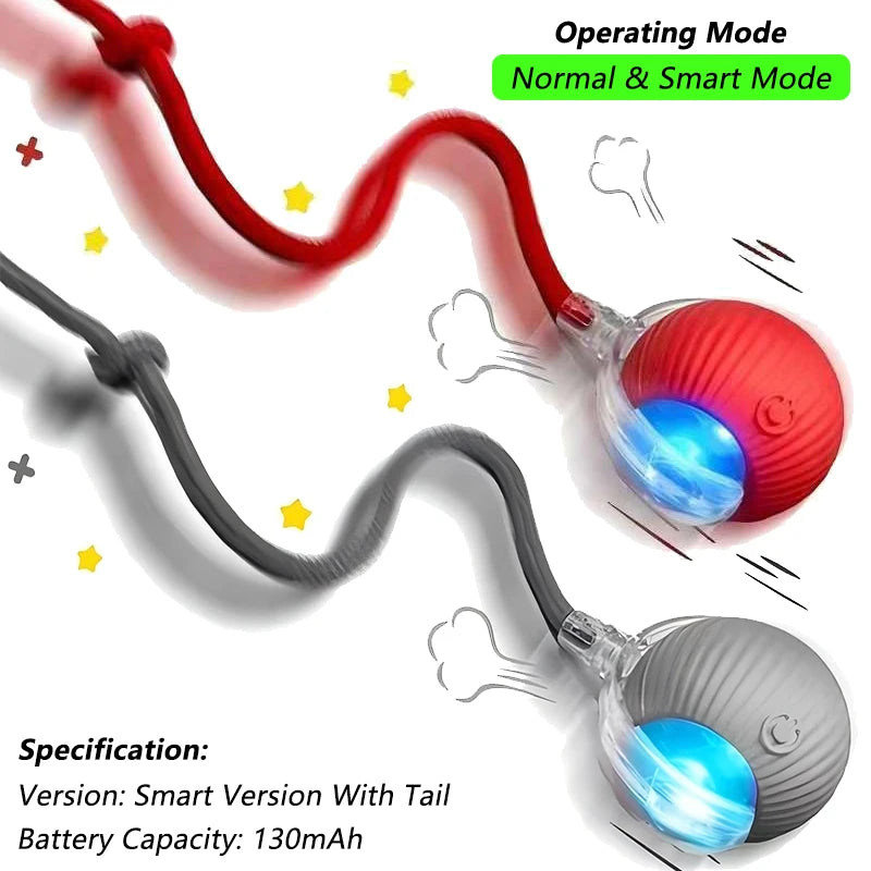 Automatic Rolling & Interactive Smart Cat Toy Ball with Faux Tail