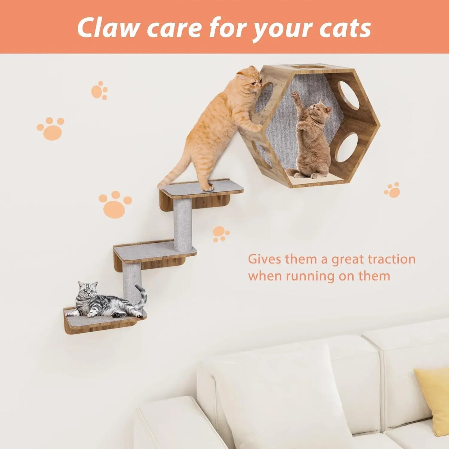 Self-Adhesive Trimmable Cat Scratching Mat & Furniture Protector Carpet