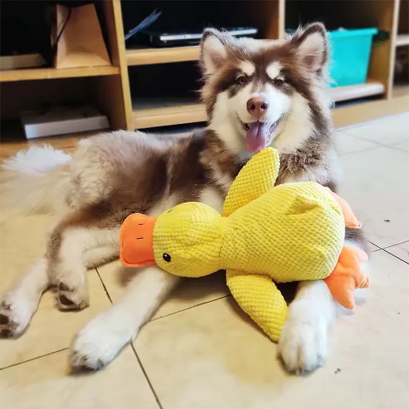 Soft Hugging Yellow Duck Plush Companion & Anxiety-Relieving Dog Toy