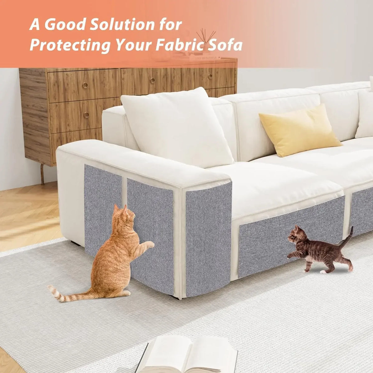Self-Adhesive Trimmable Cat Scratching Mat & Furniture Protector Carpet