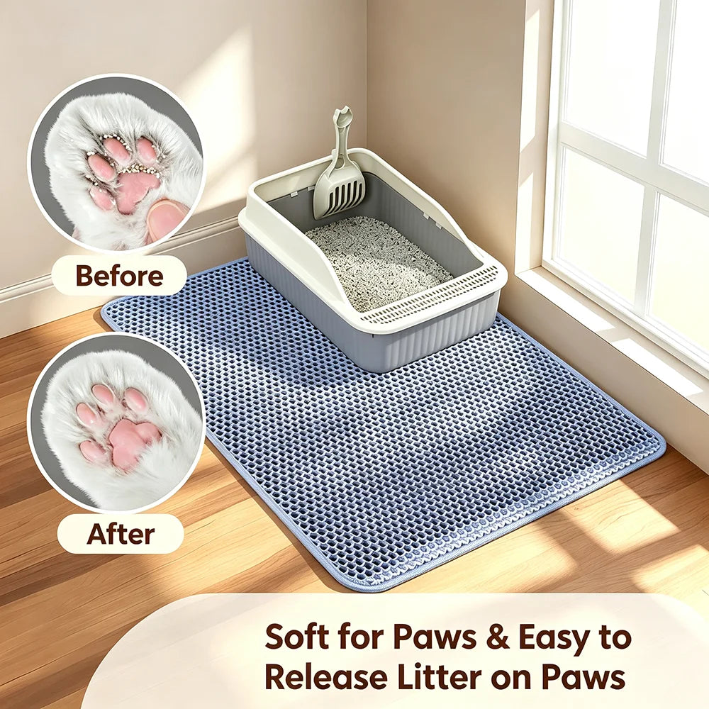 Double-Layer Waterproof Non-Slip Cat Litter Mat & Trapper