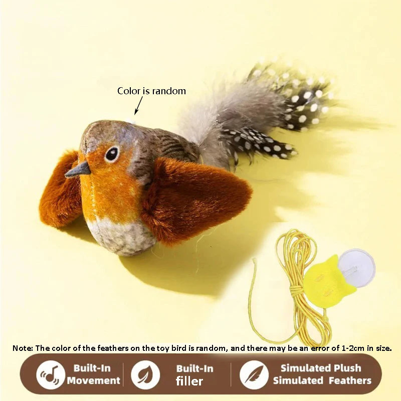 Interactive Sound-Emulating Bird Hanging Cat Toy for Boredom Relief
