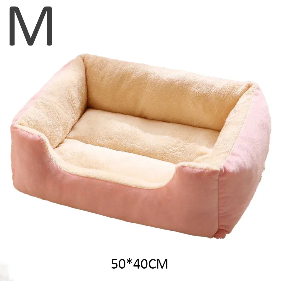 Comfortable Plush Cat & Dog Cushion Bed with Raised Rim