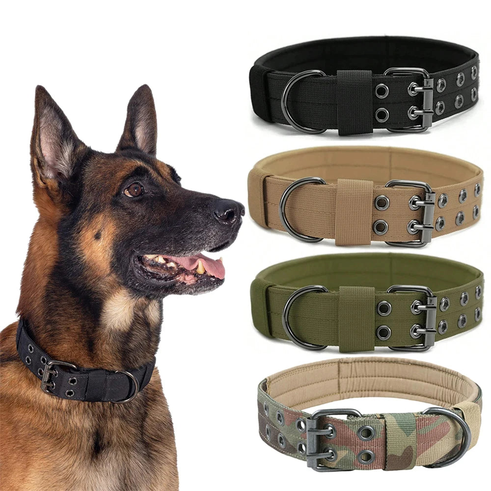 Durable Military Nylon Tactical Dog Collar for Medium & Large Dogs