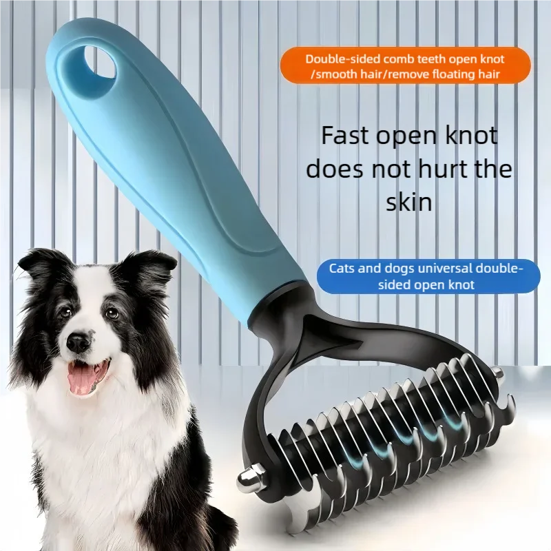 Double Sided Pet Deshedding Brush & Dematting Undercoat Rake