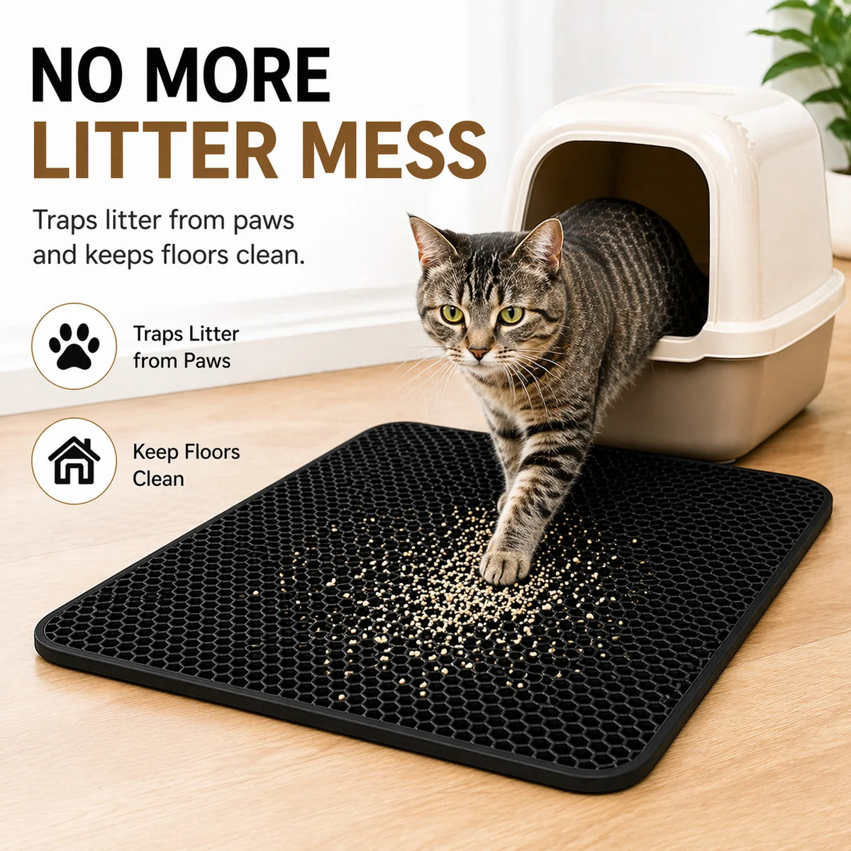 Double-Layer Waterproof Honeycomb Cat Litter Mat & Trapper