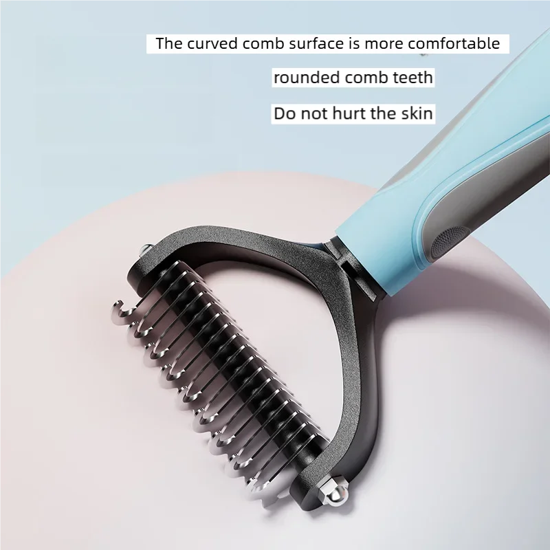 Double Sided Pet Deshedding Brush & Dematting Undercoat Rake