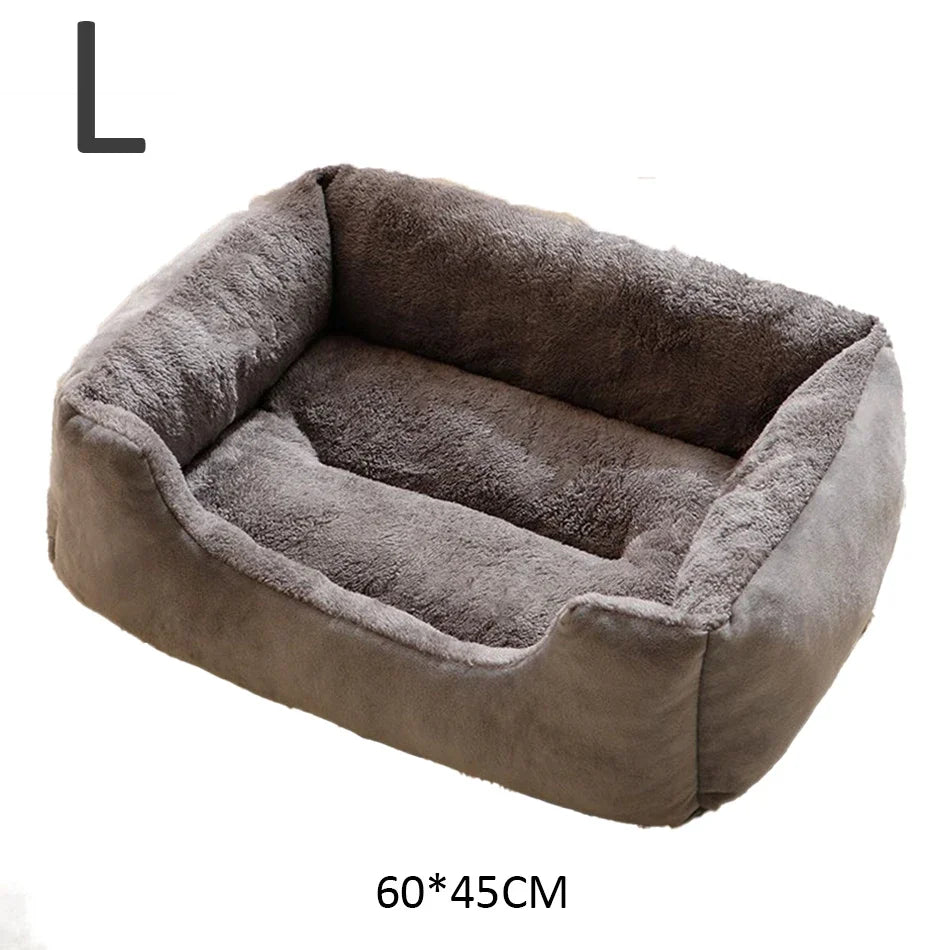 Comfortable Plush Cat & Dog Cushion Bed with Raised Rim