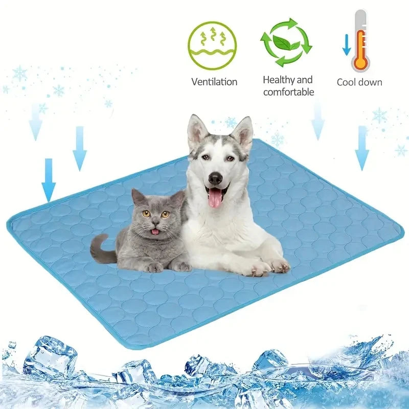 Summer Self-Cooling Pet Mat & Breathable Ice Pad Blanket for Dogs & Cats