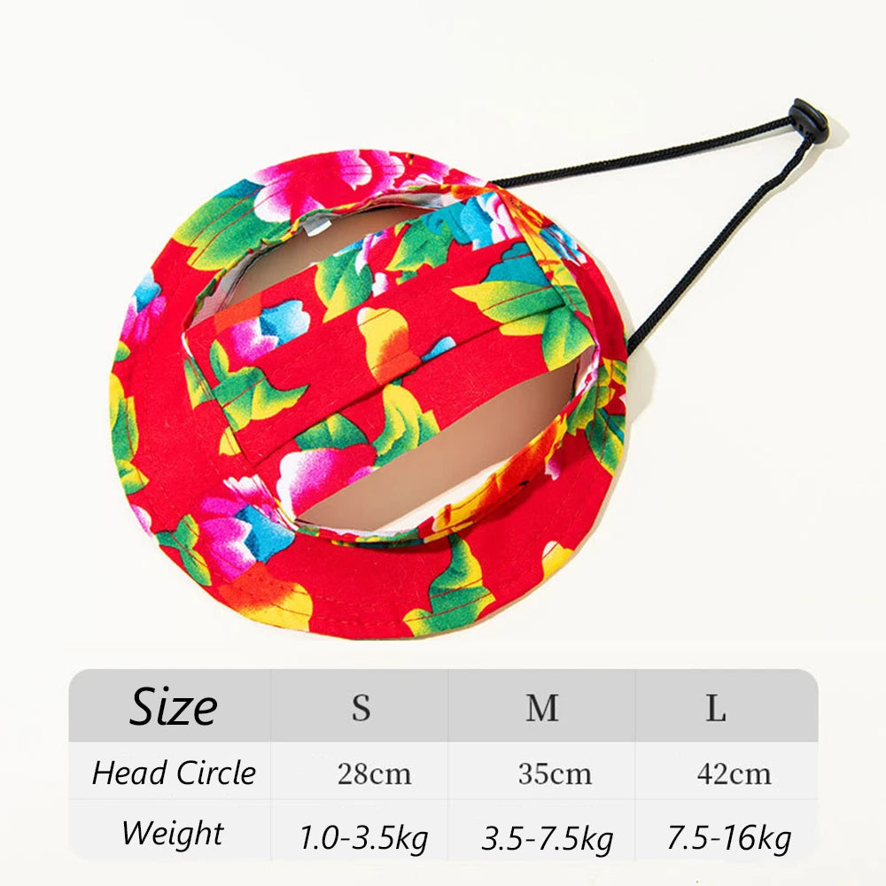 Adjustable Cute Printed Dog Hat & Puppy Sun Cap for Small Dogs