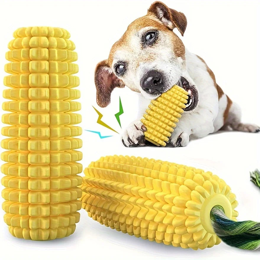 Indestructible Squeaky Corn Dog Chew Toy for Aggressive Chewers