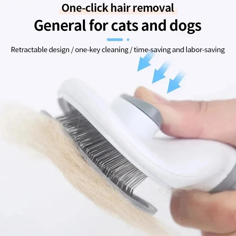 Self-Cleaning Slicker Pet Grooming Brush & Hair Remover Comb for Cats & Dogs