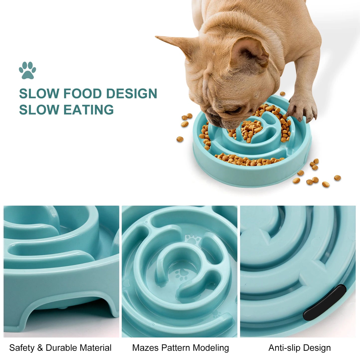 Anti-Gulping Non-Slip Interactive Slow Feeder Dog Bowl