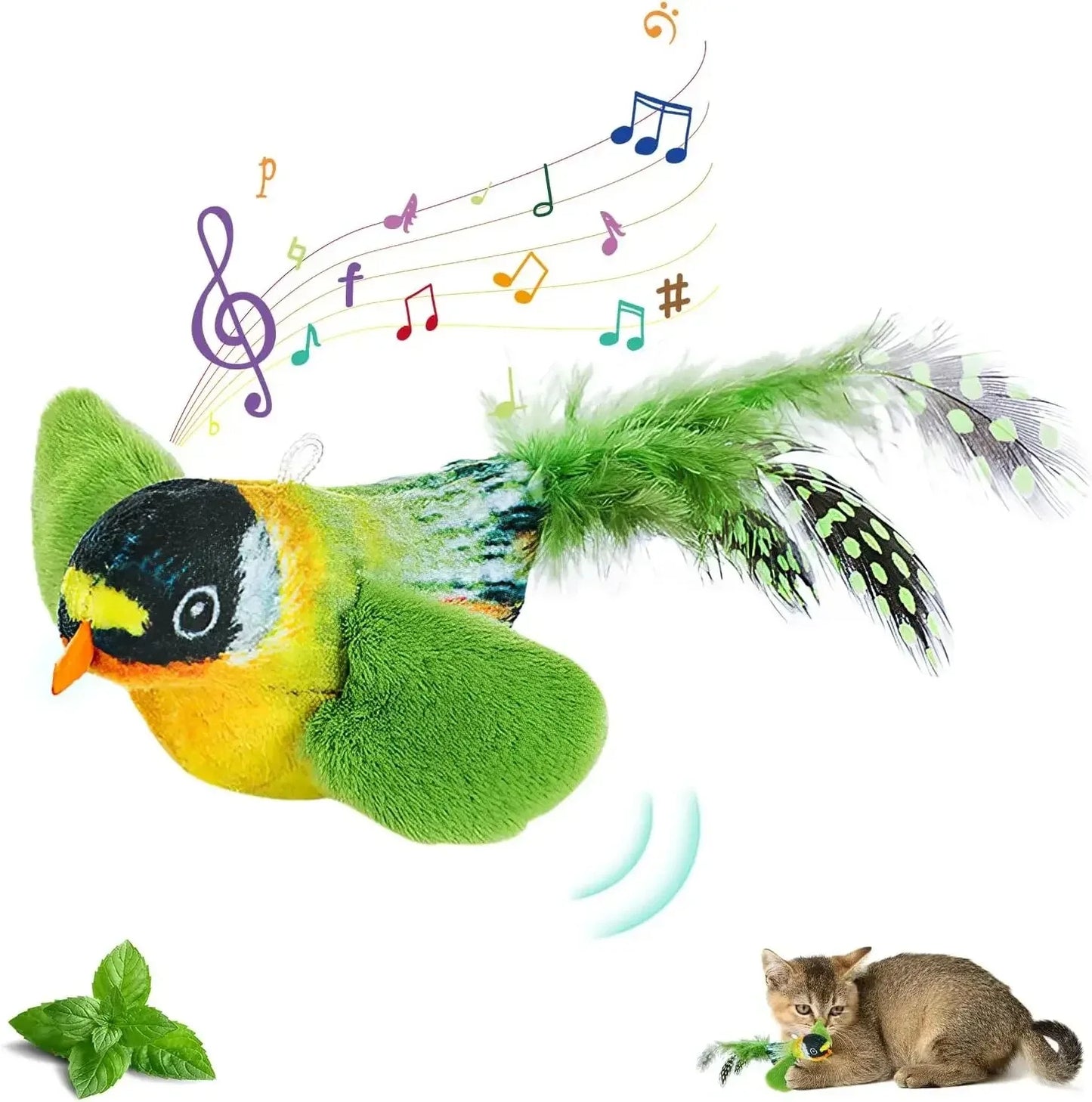 Interactive Sound-Emulating Bird Hanging Cat Toy for Boredom Relief