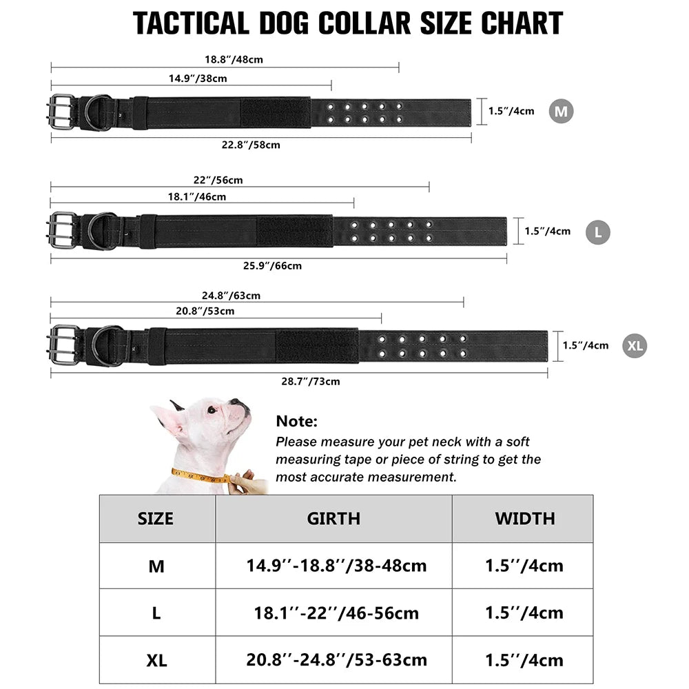 Durable Military Nylon Tactical Dog Collar for Medium & Large Dogs