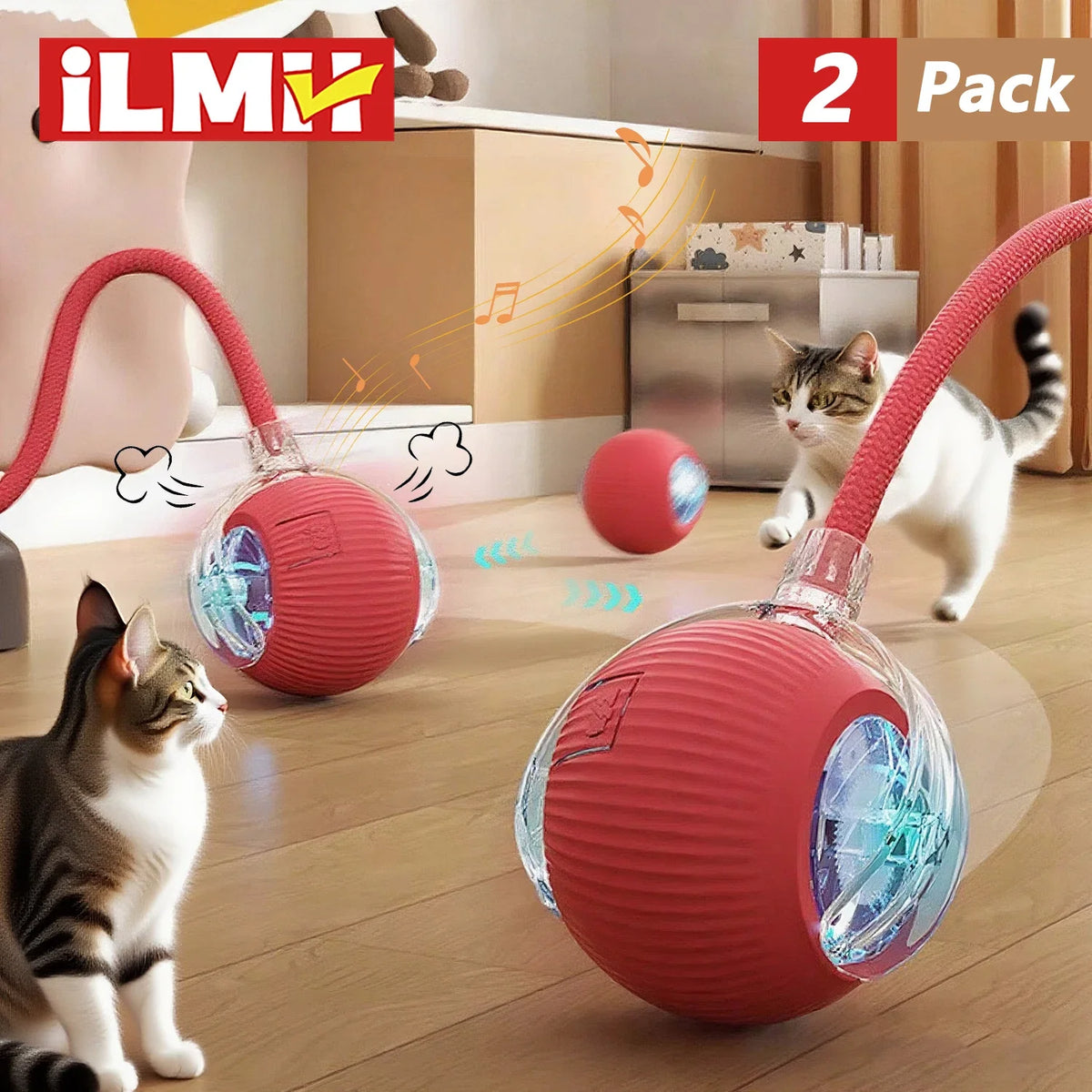 Automatic Rolling & Interactive Smart Cat Toy Ball with Faux Tail