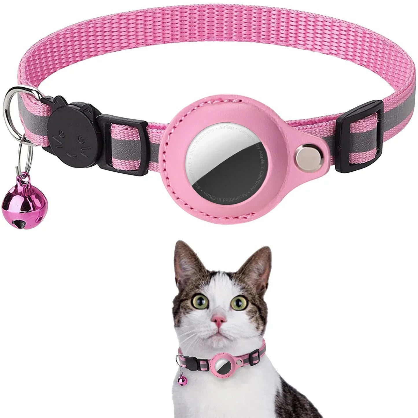 Reflective Breakaway Cat Collar with Apple AirTag Holder & Bell