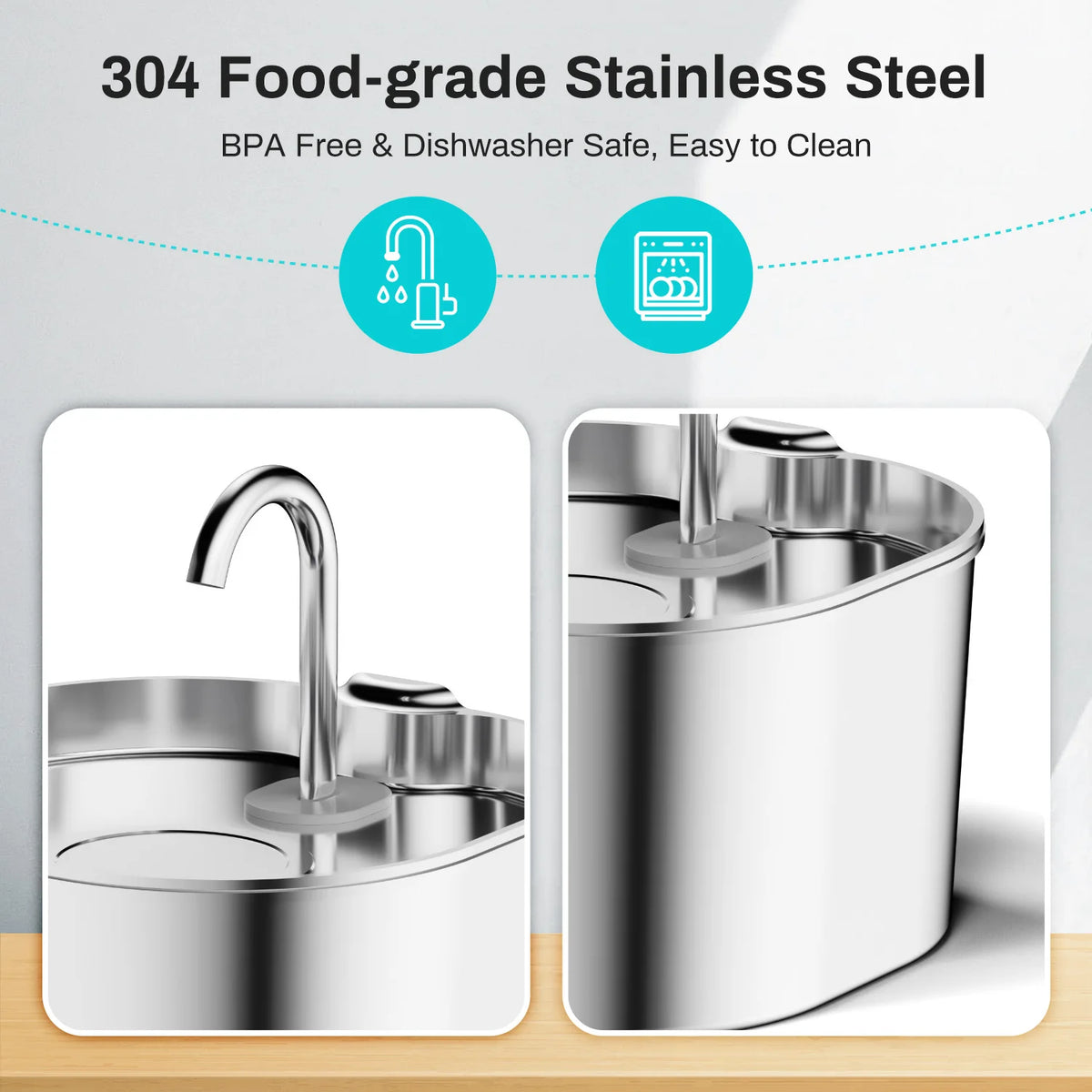 Stainless Steel 2.2L Automatic Cat Water Fountain & Pet Dispenser