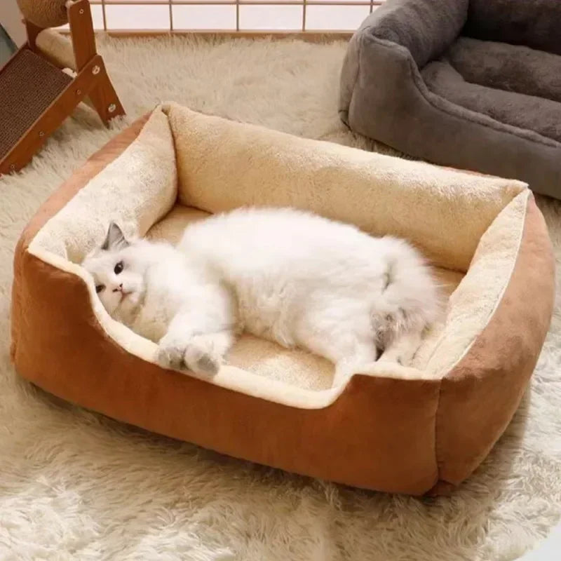 Plush Oval Cat & Small Dog Cuddler Bed