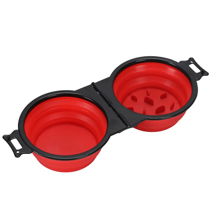2-in-1 Foldable Dual Pet Travel Food & Water Bowl
